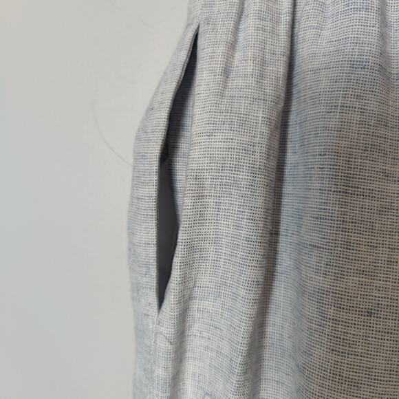 NWT Calvin Klein Women's Sz 12 Blue Grey Linen Blend Belted High Waist Shorts - Picture 3 of 7